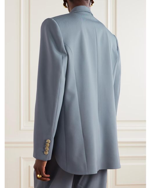 Stella McCartney Blue Cropped Grain De Poudre Wool-Blend Blazer