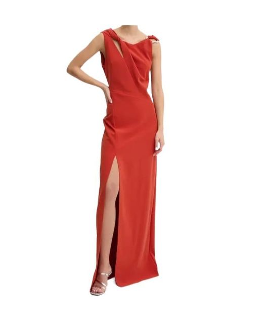 Stine Goya Red Cut-Out Ring-Detail Maxi Dress