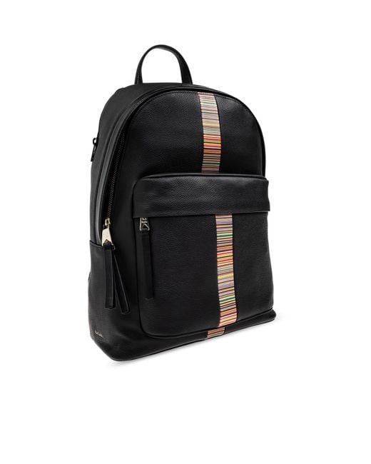 Paul Smith Black Leather Backpack for men