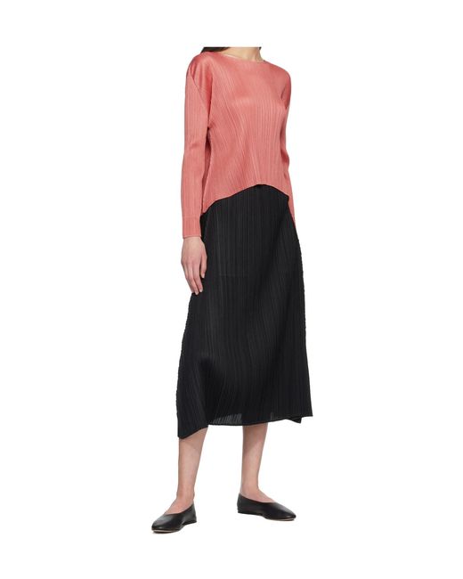 Pleats Please Issey Miyake Orange Pleated Knit Top