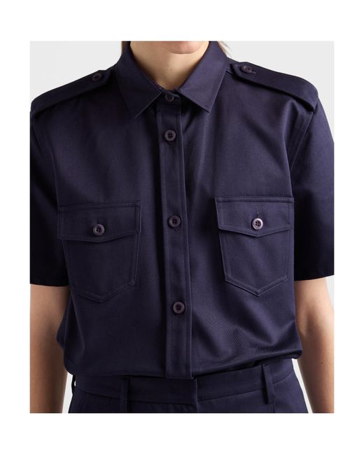 Prada Blue Short-Sleeved Buttoned Shirt