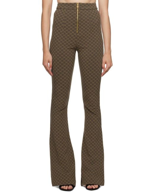 Balmain Brown Mini Monogram Knit Trousers