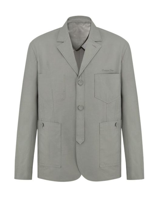 Dior Gray Homme Collared Button-Up Work Jacket for men