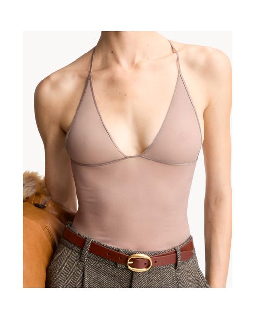 Saint Laurent Brown Backless Bodysuit