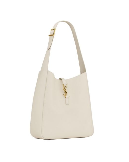 Saint Laurent White Le 5 À 7 Logo Plaque Large Shoulder Bag