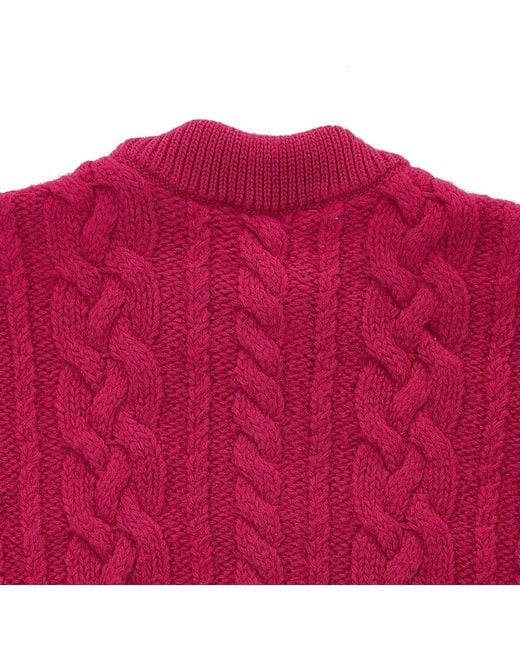 AMI Red Cable-Knit Virgin Wool Jumper