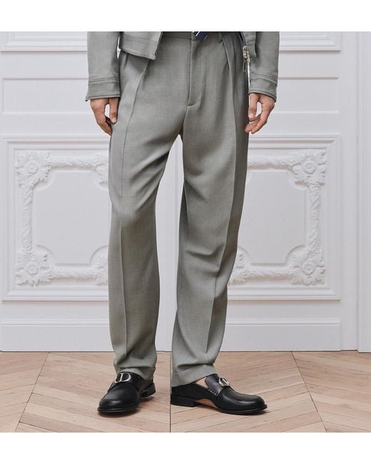 Dior Gray Pleated Tapered Pants for men