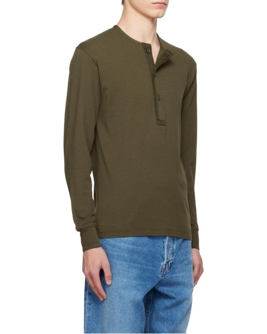 Tom Ford Green Button Detailed Crewneck Jumper for men