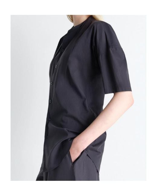 Lemaire Blue Foulard Detailed Short Sleeved Shirt