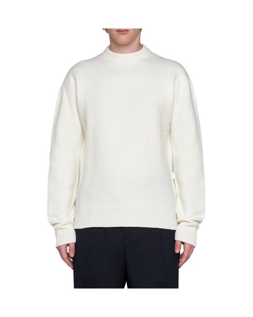 Jil Sander White Crewneck Knitted Jumper for men