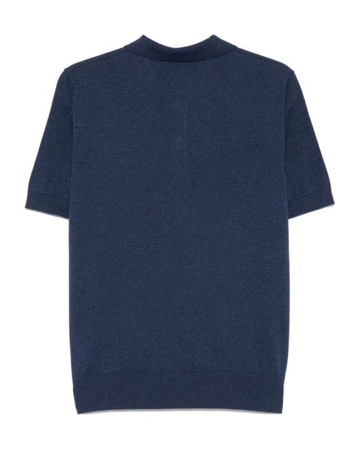 DSquared² Blue D2 Logo Embroidered Knitted Polo Shirt for men