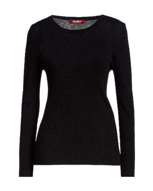 Max Mara Black Solid Knit Base Layer Top