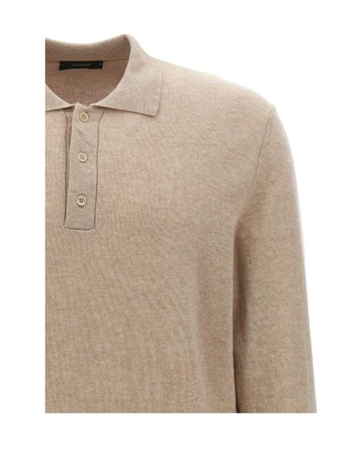 Zanone Natural Long-Sleeved Fine-Knit Polo Shirt for men