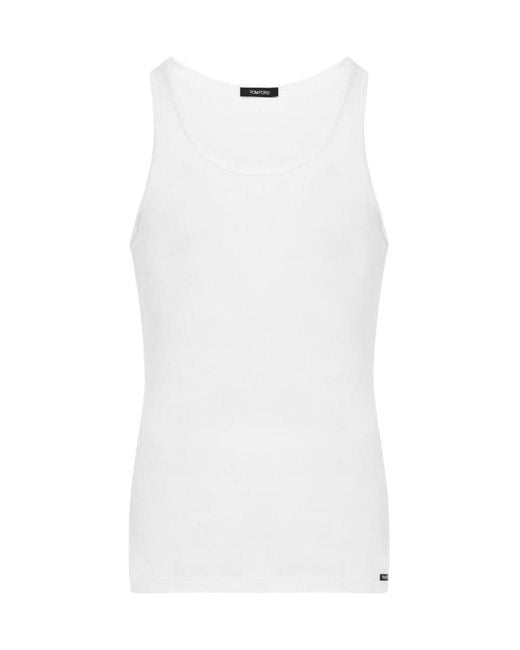 Tom Ford White Ribbed Crewneck Tank Top for men