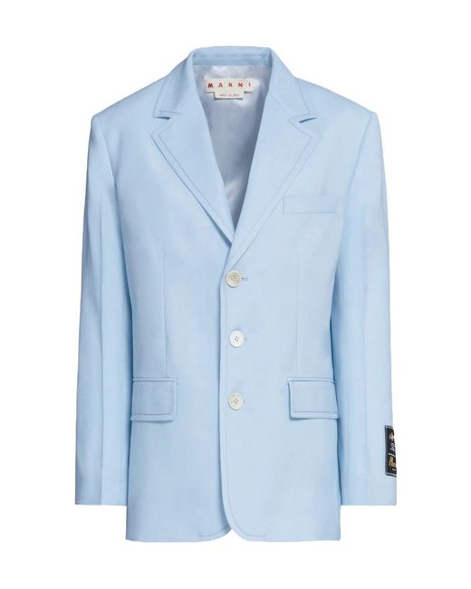 Marni Blue Single-Breasted Buttoned Blazer