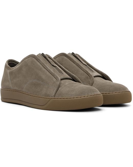 Lanvin Brown Dbb1 Suede Zip Sneakers for men