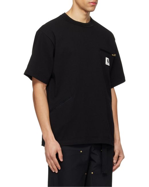 SACAI X CARHARTT WIP Black Jersey T-Shirt for men