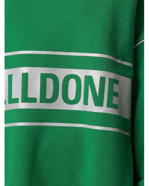 we11done Green Printed Logo Sports Sweater for men