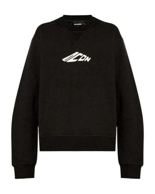 DSquared² Black Icon Logo Printed Crewneck Sweatshirt