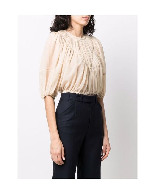Chloé Natural Pleated Short Blouse