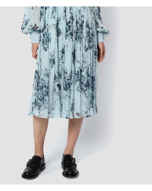 Erdem Blue Pleated Mid-Length Skirt