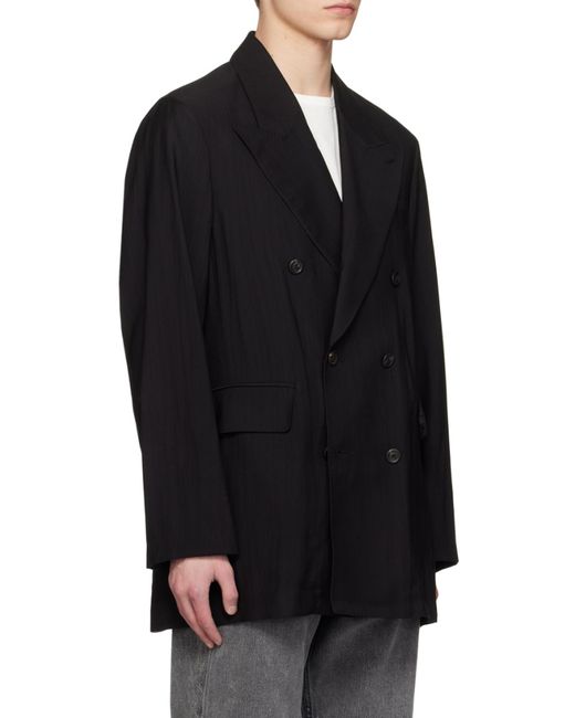 Our Legacy Black Long-Sleeved Double-Breasted Blazer for men