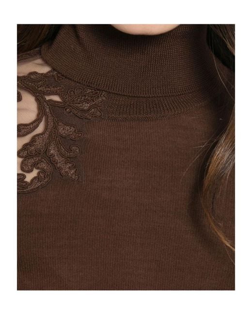 Ermanno Scervino Brown Long-Sleeved Sweater