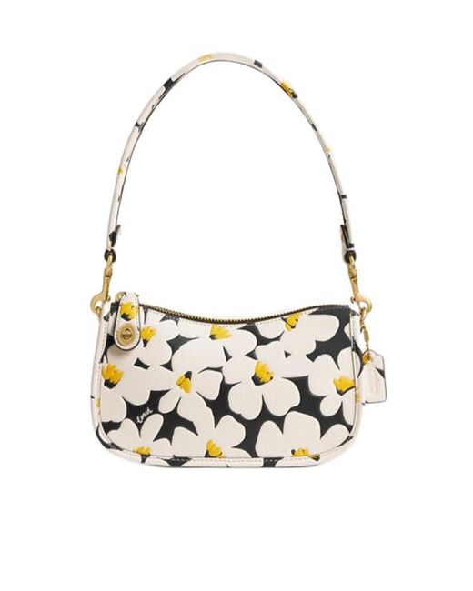 COACH White Swinger 20 Floral Print Shoulder Bag