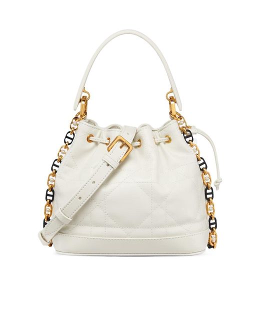 Dior White Small Jolie Bucket Shoulder Bag