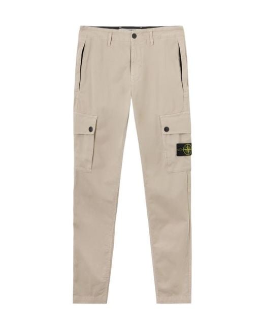 Stone Island Natural Slim-Fit Cargo Trousers With Zip Hand Pockets for men