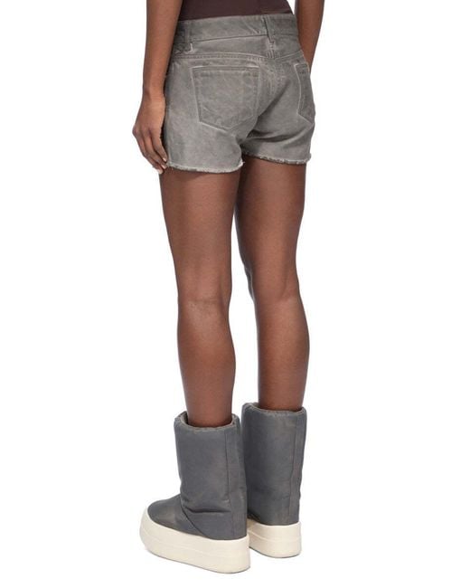 Rick Owens Gray Denim Shorts With Belt Loops