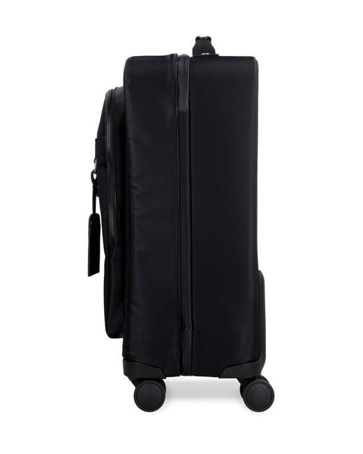 Longchamp Black Leather-Trimmed Wheeled Trolley for men