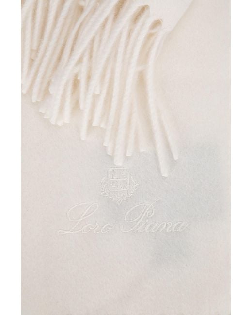 Loro Piana White Fringed Scarf for men