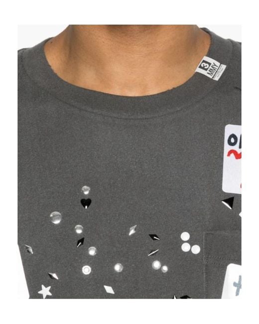 Maison Mihara Yasuhiro Gray Embellished Sticker T-Shirt for men