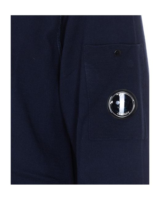 C P Company Blue Lens Detailed Knitted Jumper for men