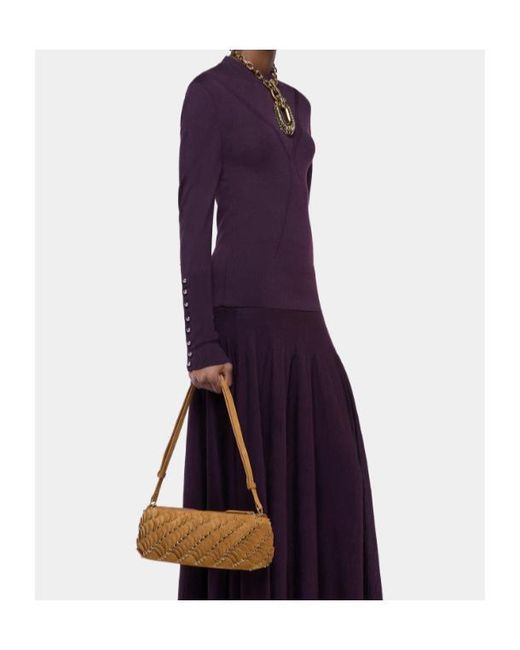 Rabanne Purple Button-Cuff Knitted Sweater