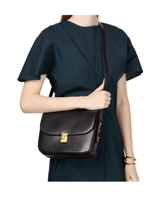 Soeur Black Flap Shoulder Bag