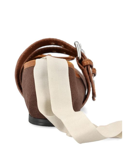 Miu Miu Brown Lace-Up Ballerina Shoes
