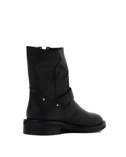 Via Roma 15 Black Buckle Strap Ankle Boots