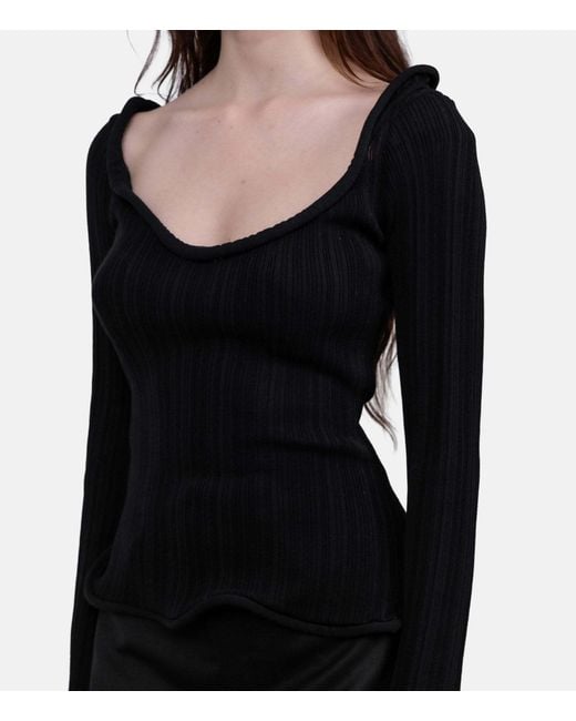 Séfr Black Séfr Giselle Wide Neck Knitted Top