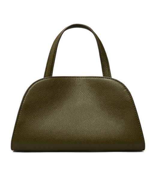 Tory Burch Green Logo-Plaque Grained-Leather Tote Bag
