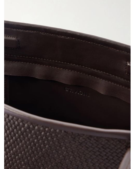 St. Agni Brown Bateau Woven Leather Tote Bag