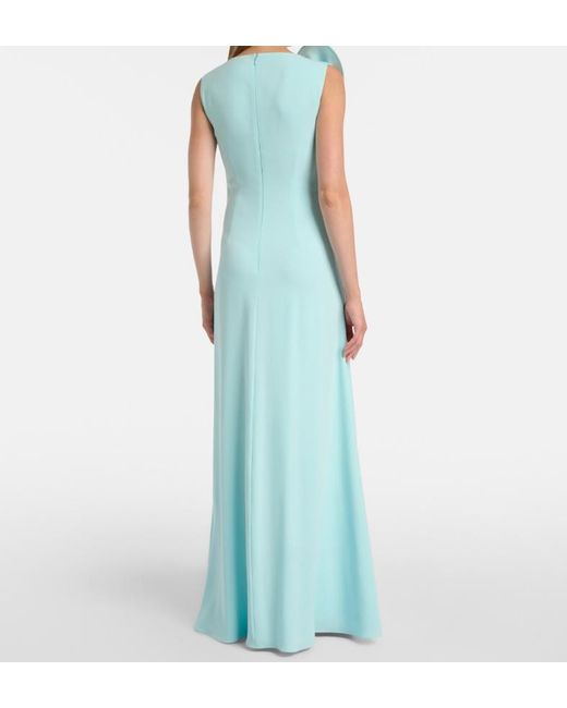 Roland Mouret Blue Floral-Applique Gown