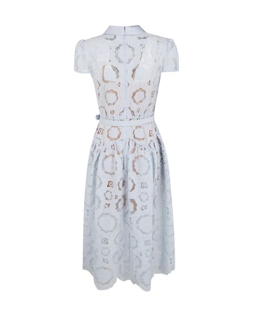 Self-Portrait White Floral Lace Midi Dress