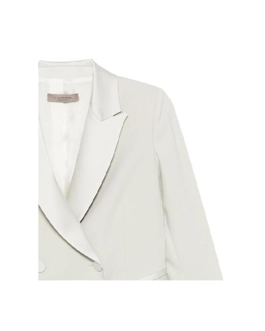 D.exterior White Double-Breasted Blazer Jacket