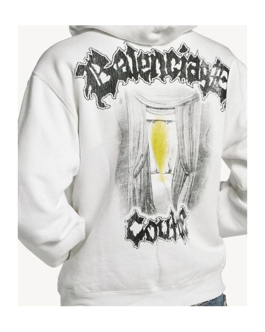 Balenciaga White Cotton Salon De Couture Zip-Up Hoodie