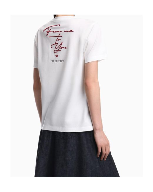 Emporio Armani White Mercerized Jersey T-Shirt Valentine's Day Capsule