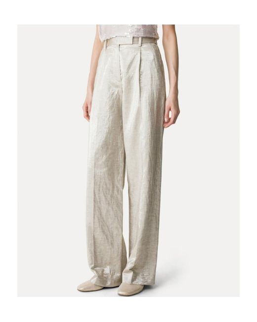 Forte_forte White Tweed Lurex Flared Pants