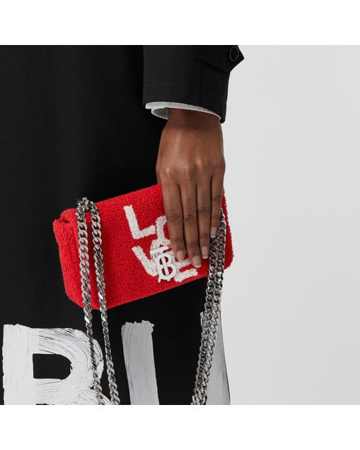 Burberry Red Mini Lola Love-Motif Towelling Bag