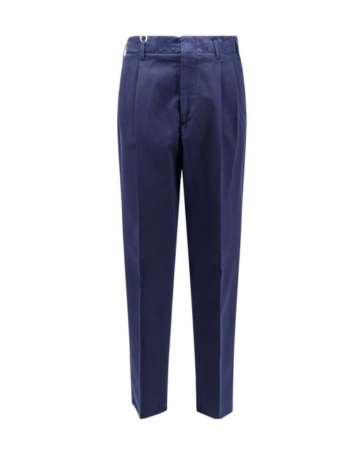 Brunello Cucinelli Blue Pressed-Crease Tapered Leg Trousers for men